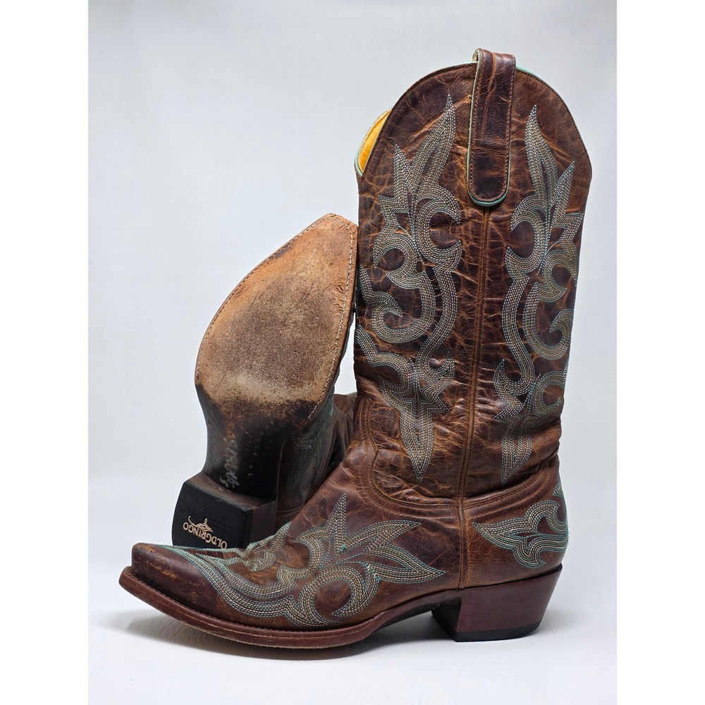 Old Gringo Womens Brown Leather Teal Embroidered Western Cowboy Boots Size 8.5 B